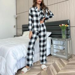 2 Sets  Plaid Homewear Pajama Set