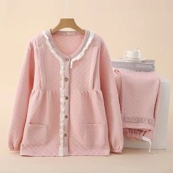 2 Sets Womens Warm Cotton Pajamas Set