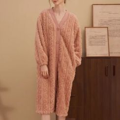 3Pcs Soft Winter Flannel Baggy Nightgown