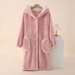 3Pcs Womens Flannel Hooded Nightgown